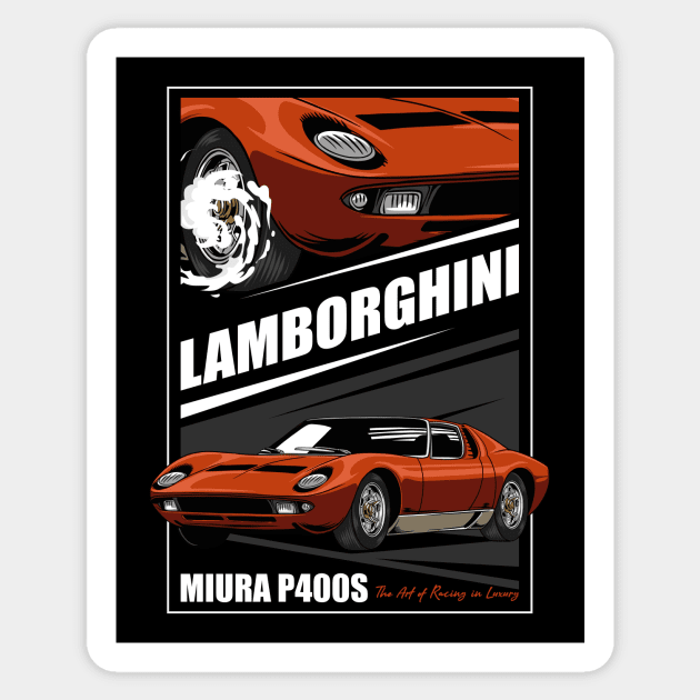 Vintage Miura Exotic Car Sticker by milatees